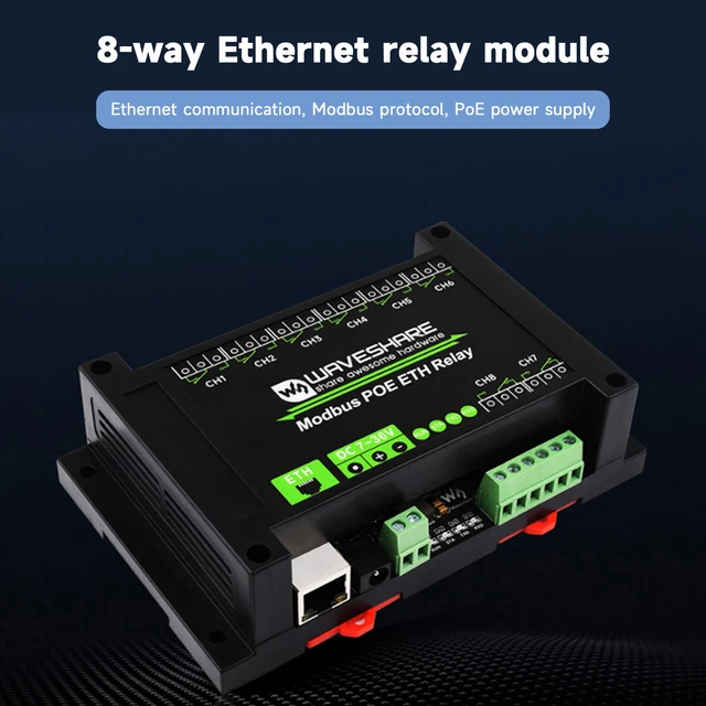 Modbus Tcp Adapter Module INDUSTRIAL 8-CHANNEL ETHERNET Relay Module Modbus RTU/TCP Protocol Poe ...