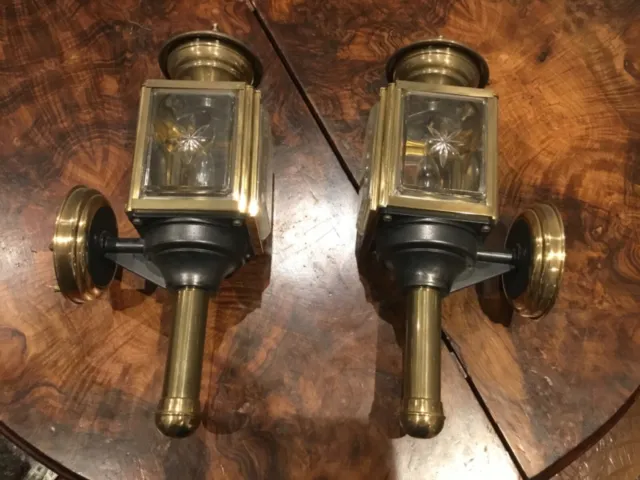 Zwei Antike Kutscherlampen elektr. Wagenlampen Messing