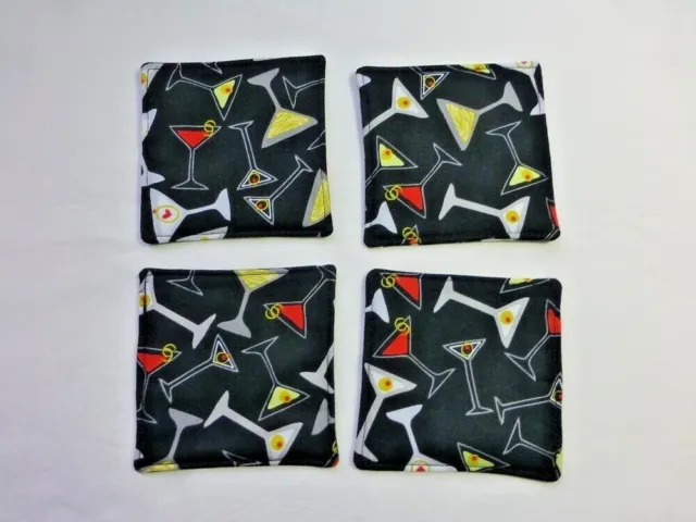 4" Handmade Fabric Coasters - Set of 4 - Reversible - Washable