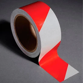 INCOM Safety Tape Reflective Striped Red/White, 2"W x 30'L, 1 Roll Top Tape And