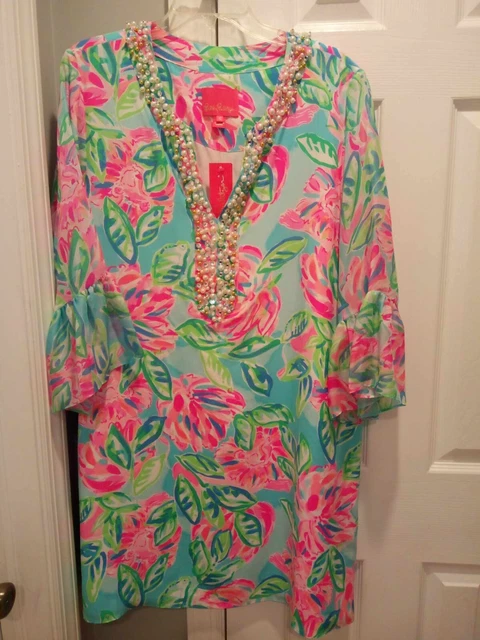 NWT 298 LILLY PULITZER ELENORA Silk Dress Multi Color Embellished