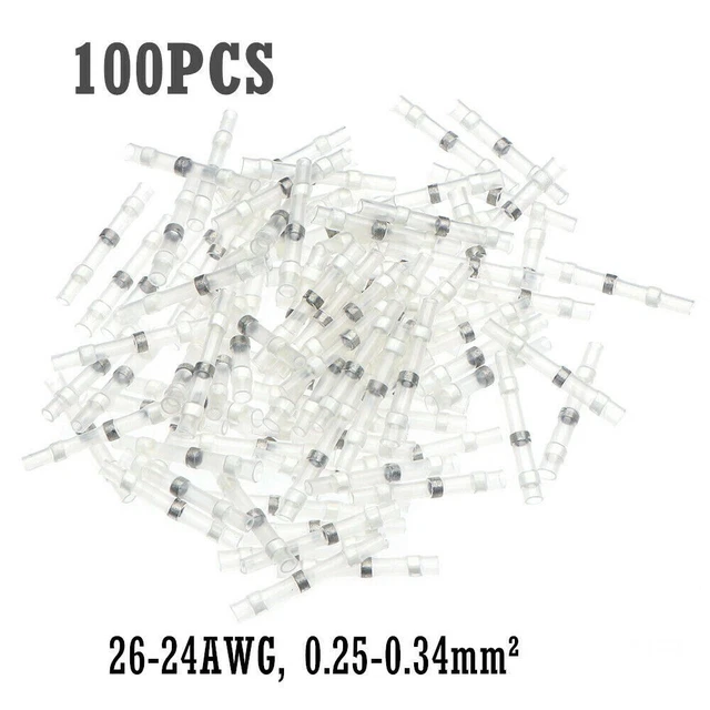 100pcs Soudure Manchon Manchon Thermorétractable Bout Bout Connecteurs Bornes