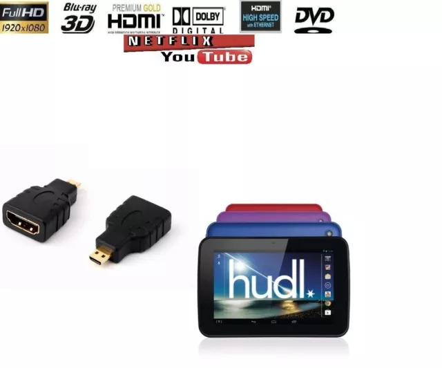 Adaptateur Micro HDMI À HDMI pour Tesco Hudl & 2 À TV LCD HDTV