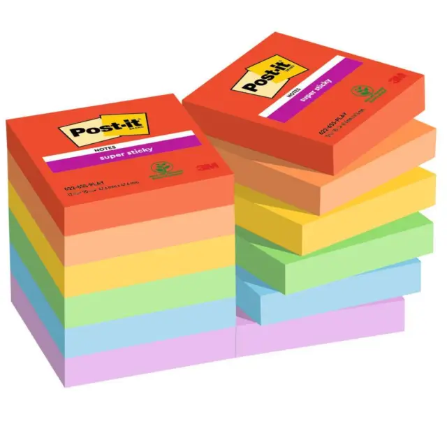 Blocco Post it® Super Sticky - 622-12SS-PLAY - 47,6 x 47,6 mm - colori Playful -