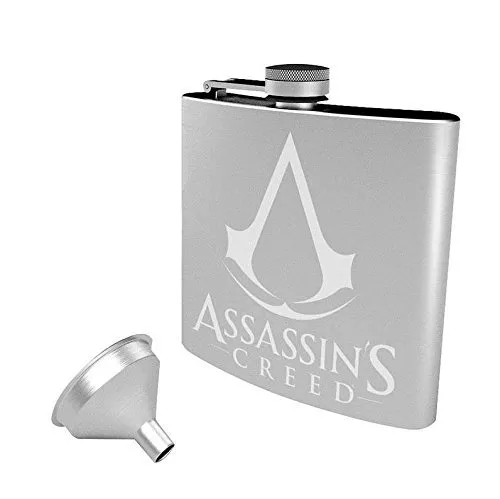 Assassins Creed Flachmann Acero Inox. Logotipo Plata Impreso de Asesino Credo