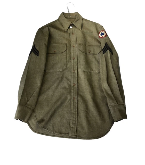 Chemise Manches Longues Vintage US MARINES - Caporal - Taille XS Beige - Occasion Très Bon état