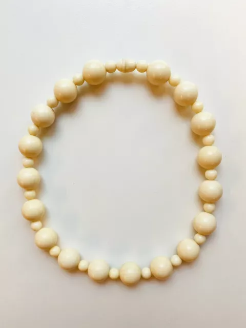 Vintage Czech Early Plastic Ivory Bead Necklace