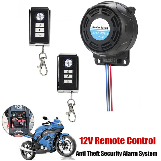 12V Remote Control For Motorcycle Scooter Anti Theft Security Alarm System w/Key