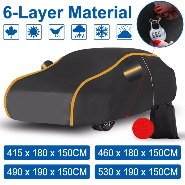 6 Layer Heavy Duty Waterproof Car Cover PEVA &Cotton Cover Rain Snow UV Protect