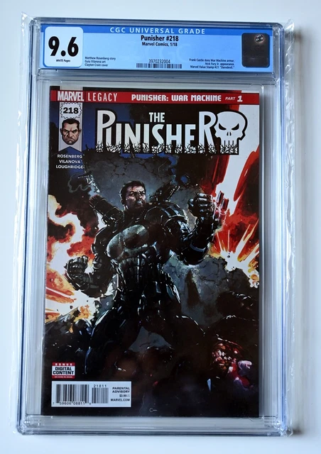 PUNISHER #218 ~ 2018 Marvel Comic ~ 1st Frank Castle WAR MACHINE ~ CGC 9.6 WHITE