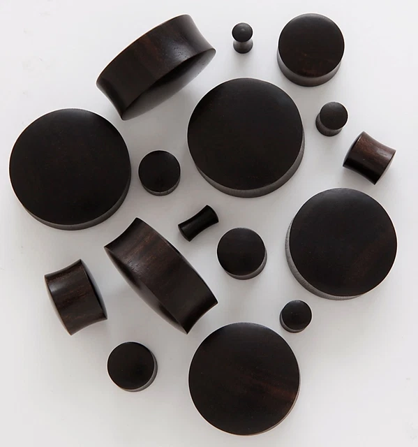 Pair Bali Organic Black Areng Wood Plugs 8G 6G 4G 2G 0G 00G to 30mm Super Size