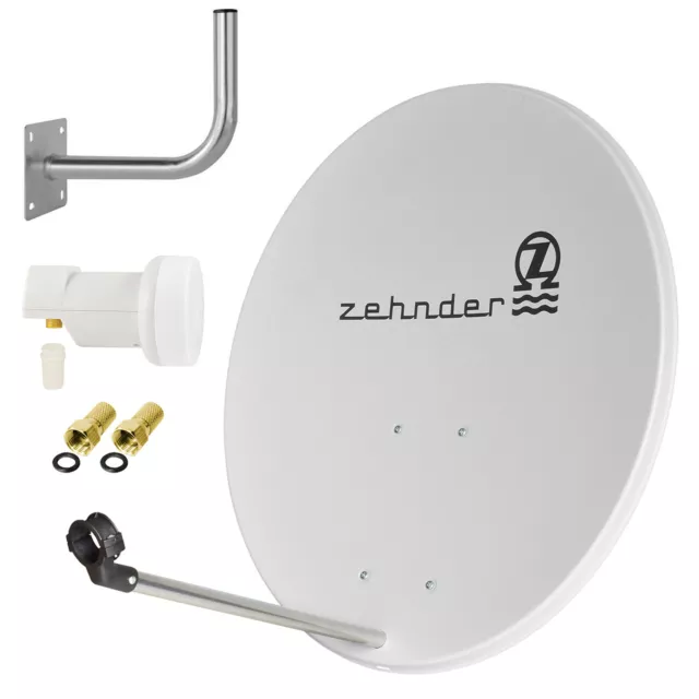 ZEHNDER Digitale SAT Anlage 80cm Spiegel Schüssel + Single LNB +Wandhalter SET h