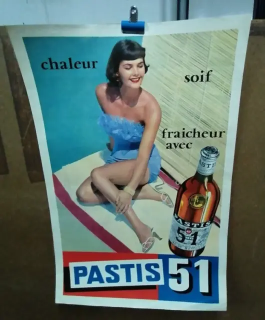 Affiche Ancienne  Pastis 51 Pin Up Marseille Anis