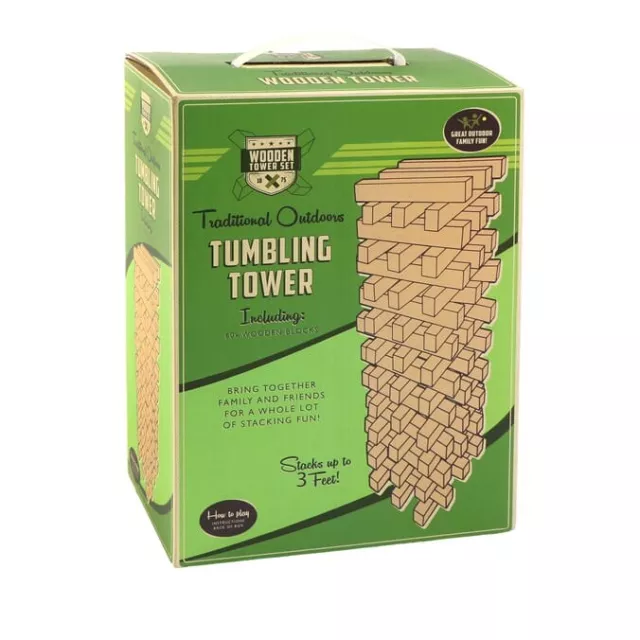 3ft 60 Block Jenga Tower Wooden Tumbling Tower Toy With 60 Wooden Blocks