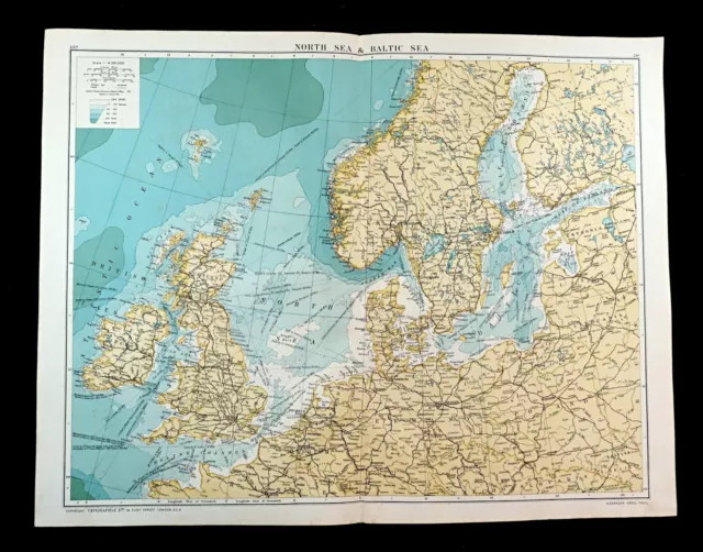 MAP OF BALTIC Sea Steamship Routes Shipping Lines Post WW1 Antique ...