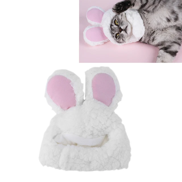 Rabbit Hat With Ears For Cat Plush Cute Costume Bunny Headwear For Small Ani Ejj