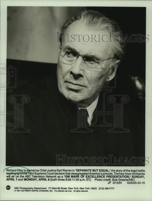 1991 Press Photo Richard Kiley Stars in "Separate But Equal" - nop51881
