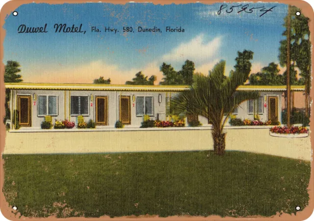 Metal Sign - Florida Postcard - Duwel Motel, Florida Highway 580, Dunedin, Flor