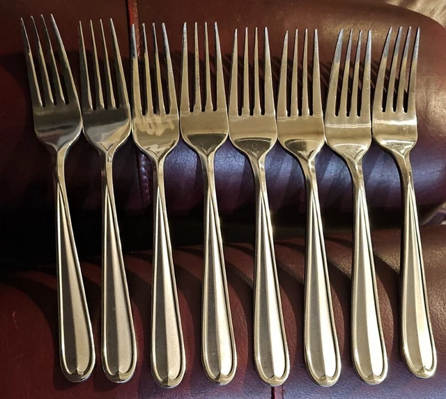 SET OF 8 Oneida Dylan Flatware Stainless 18/10 Dinner Forks 7 7/8 24.