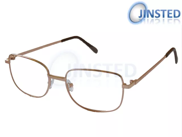 Lunettes de Lecture Lunettes Spectacles Unisexe Or Cadre Long Sighted RG006