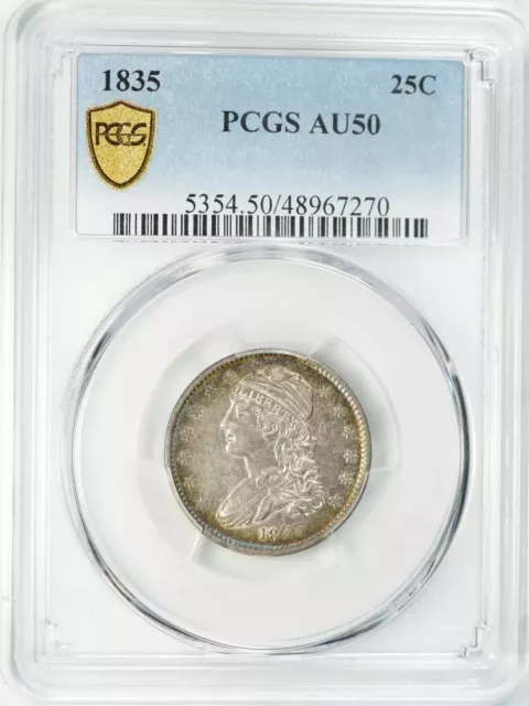 1835 Capped Bust Quarter 25C Pcgs Certified Au 50 About Uncirculated (270) 2