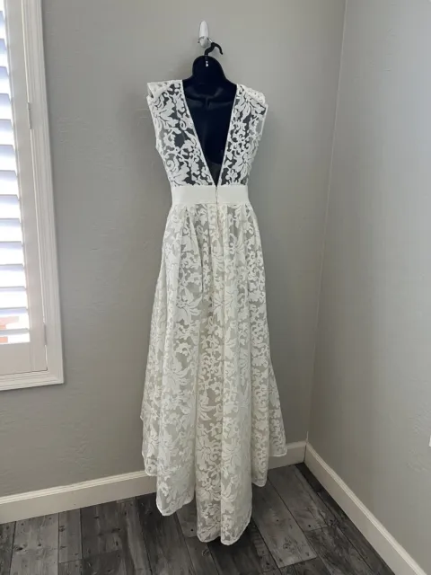 BRONX AND BANCO Boheme Lace Wedding Gown High Low Floral Womens $900 ...