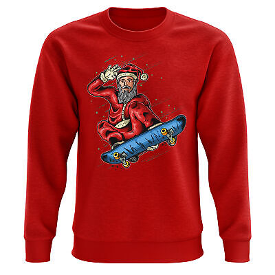 Unisex Santa Skateboard Skater Sweatshirt Funny Present Christmas Jumper Day