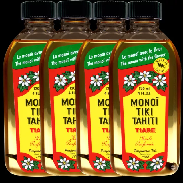 Lot 4 Monoi Tiki Tahiti Avec Fleur 120Ml Huile Monoï Parfumée Tiare -20%