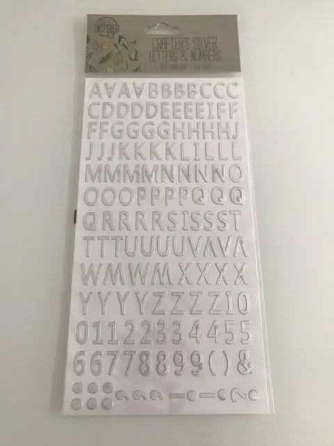 Silber glitzernde Klebebuchstaben 1,5 cm hoch - 133 separate Buchstaben/Symbol