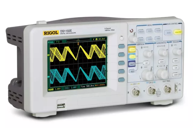 Oscilloscope numérique Rigol DS1102E 100 MHz 2 canaux 500 Méch/s 512 kpts 8