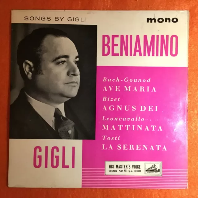 Beniamino Gigli- Songs By Gigli EP -Includes Ave Maria- Agnus Dei- HMV 7”