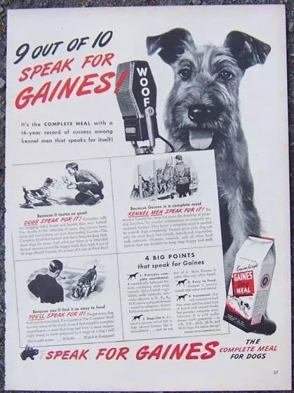 Gaines Complete Meal For Dogs Speak For It 1944 Magazine Advertisement Dogs