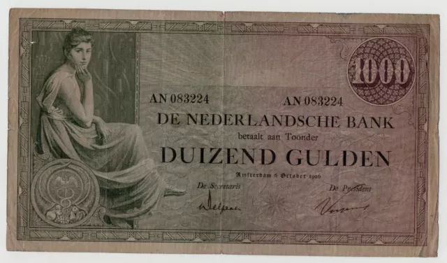 Netherlands 1000 Gulden 1926 Pick 48 Look Scans