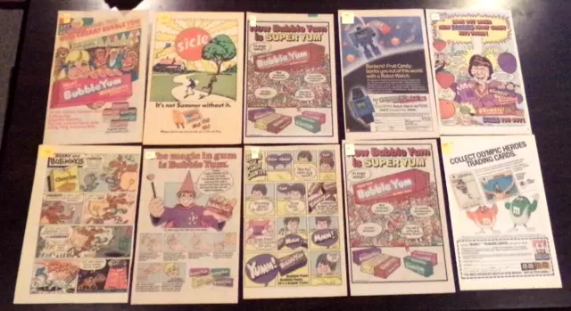 Vintage Cheerios Bubble Yum M&M's Blammo Life Savers Clark Print Ads Lot of 20