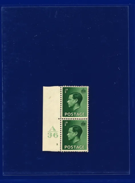 1936 SG457 ½d Green P1 Ctrl A36 Cyl.7 dot Perf 5(E/I) MMH Cat £35 pdlm