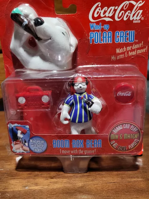 Vintage Coca-Cola 1998 - Wind-up Polar Crew Boom Box Bear - Mix & Match Toy NEW!