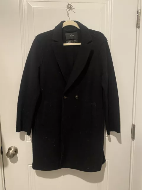 J. Crew Daphne Italian Boiled Wool Double Breasted Topcoat Black- Size 12P