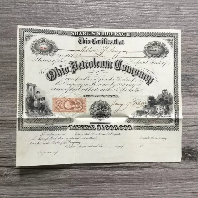 Original 1865 Ohio Petroleum Company Stock Certificate ￼