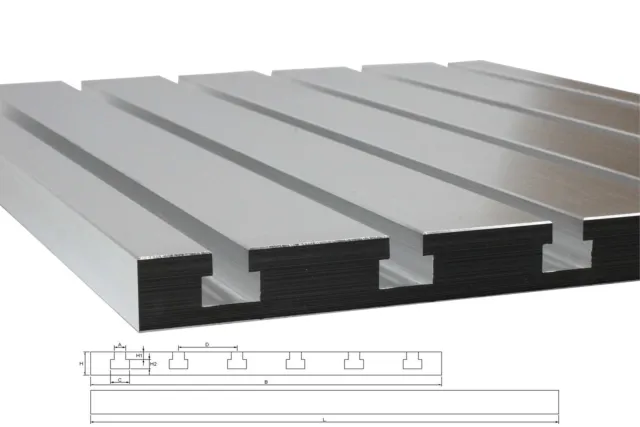 t slot fixture plate 50 x 30 cm, aluminum, t-track, metalworking, cnc bed