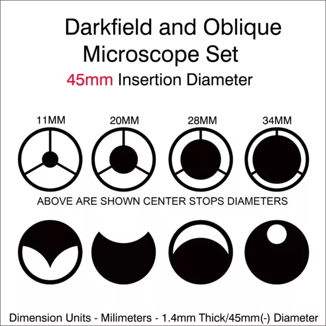 45mm Diameter Microscope Darkfield and Oblique Illumination Set