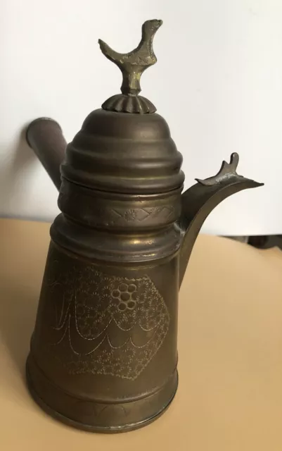 Antique Dallah Middle  Eastern Brass Coffee Pot Turkish Ottman