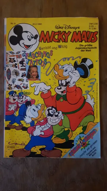 Micky Maus Comic Heft Nr. 9 1990 mit Beilage Faschings Tattoos