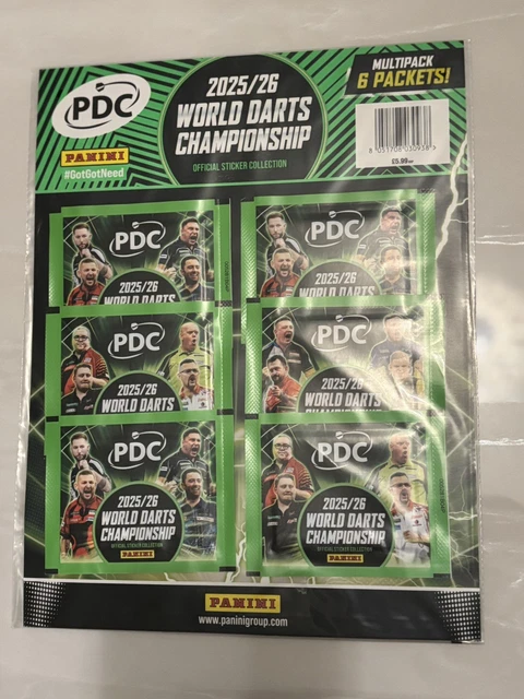 PANINI PDC DARTS World Championship 2026 6 Packs Multipack Stickers ...