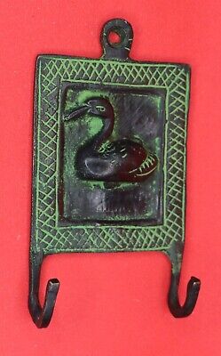 Duck Shape 2 Hook Victorian Antique Style Handmade Brass Cloth Key Wall Hanger
