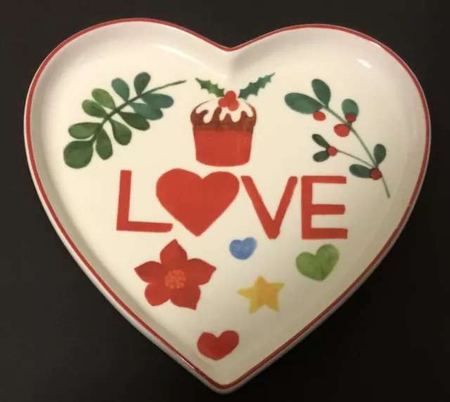 Maxwell Williams Plate Joy Love Peace Porcelain Heart Shaped