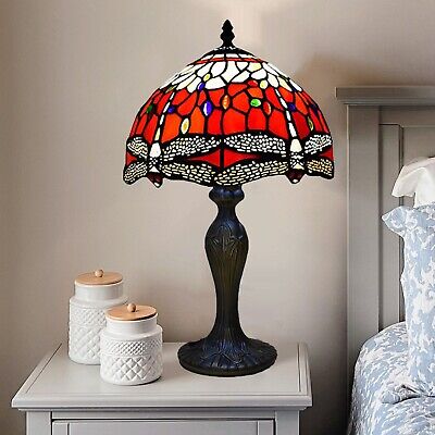 Lampada da tavolo stile Tiffany 10" decorazione casa vetro multicolore artigianale luce E27