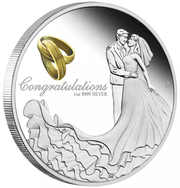 Australia 2023 WEDDING 1 OZ SILVER proof COIN w/ Crystal Embellishment Box GIFT