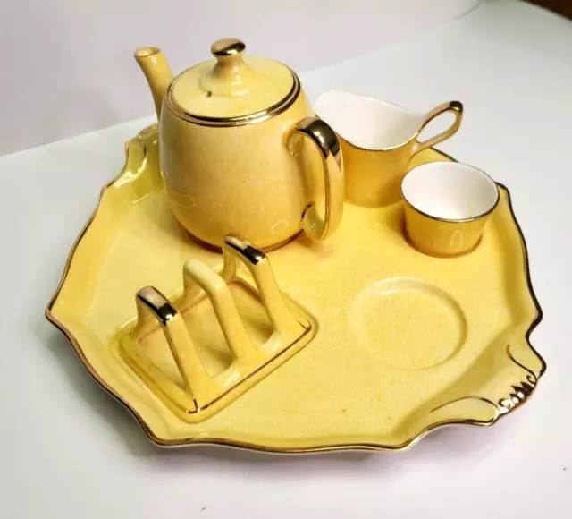 Vintage Royal Winton Grimwades Breakfast Set Yellow Gold Trim - Missing Tea Cup