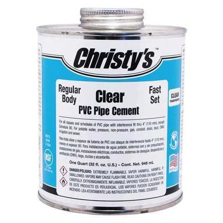 Christys Rh-Rclv-Qt-12 Pipe Cement,Clear,32 Oz.