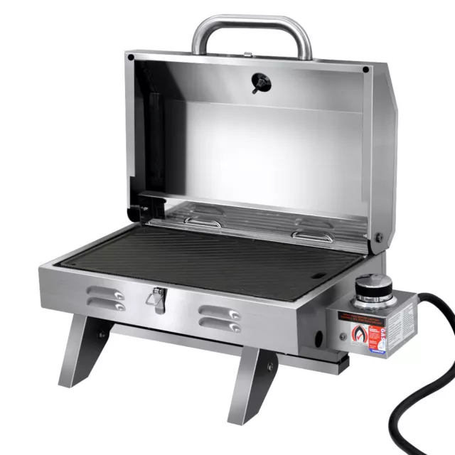 Grillz Portable Gas BBQ Grill Camping Cooker Stainless Steel Outdoor Stove LPG